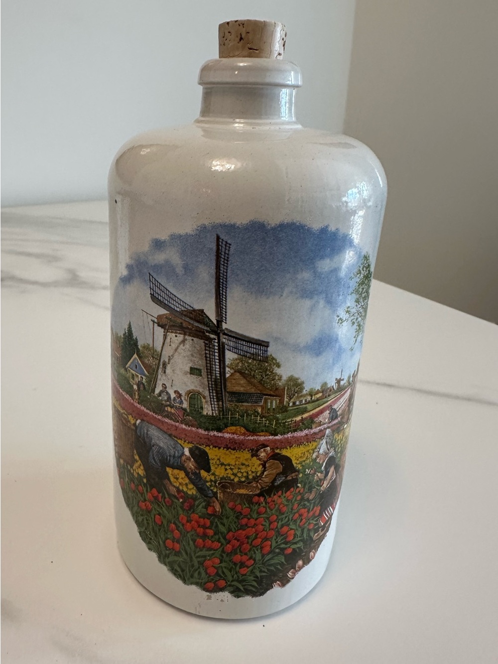 Vintage MKM MaxKruger Stoneware .7L German/Dutch Pottery Bottle Crock Windmill